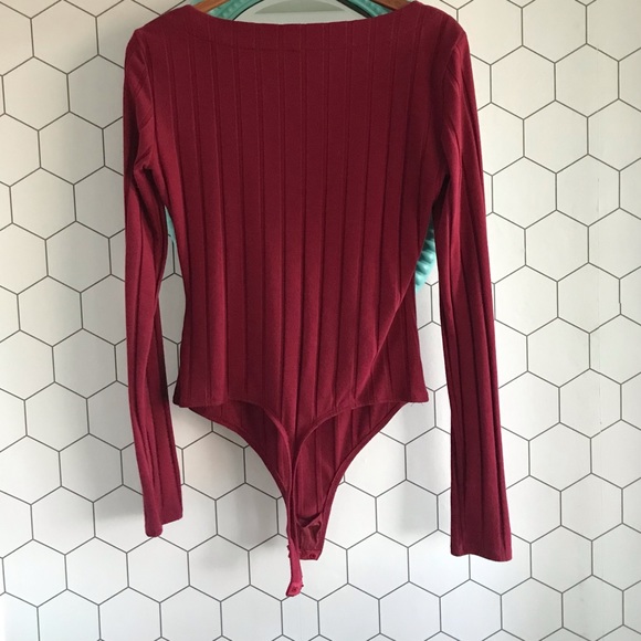 FREE PEOPLE Beside Me Sleek Long Sleeve Ribbed One Piece Square Neck Bodysuit - Picture 5 of 9